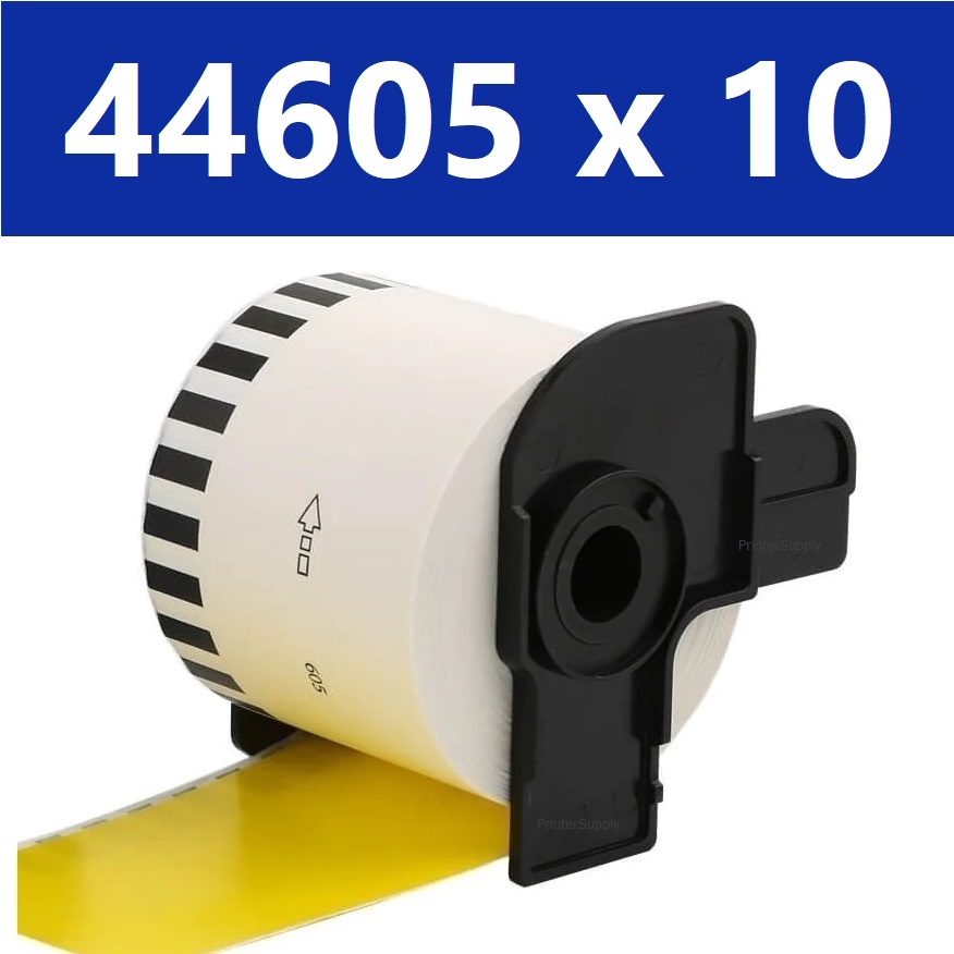 10 x Brother DK44605 aftagelige etiketter sort på gul kompatibel