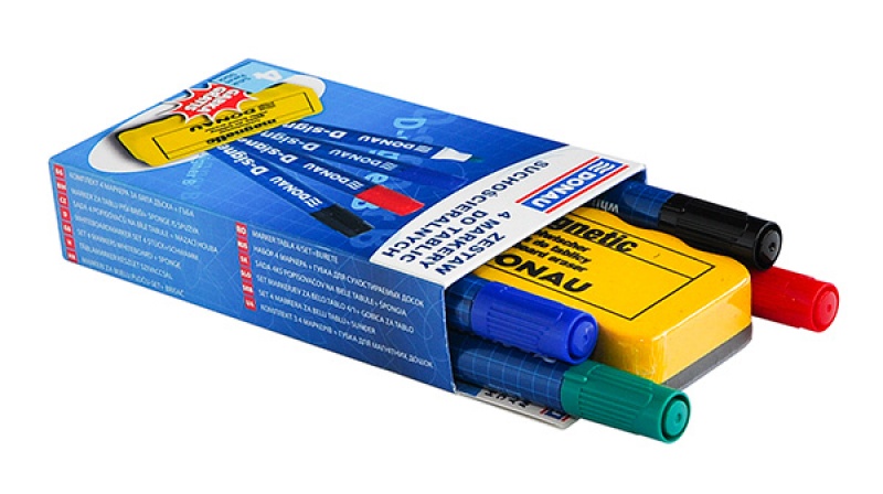 Whiteboard tusch sæt 4 farver + gratis magnetisk svamp