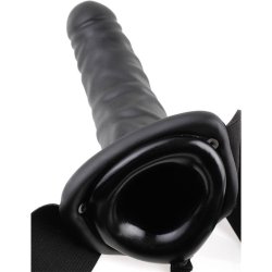 Strap-On with Vibrating Hollow Dildo 8 Black