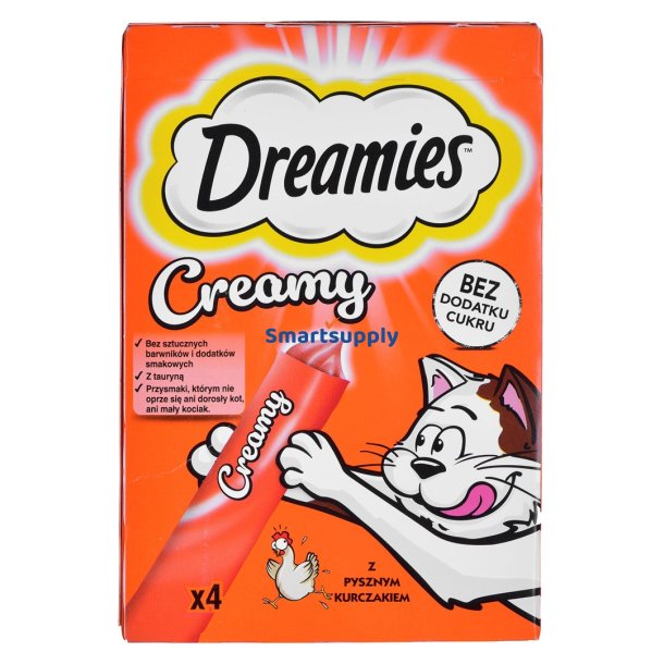 Dreamies Cremet Kylling - Kattegodbidder - 4X10 G