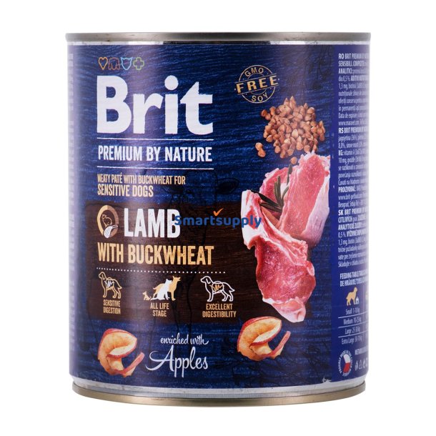 Brit Premium By Nature Lam Med Boghvede - Vdfoder Til Hunde - 800 G