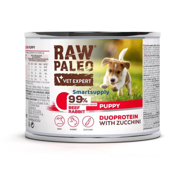 RAW PALEO Duoprotein Beef & Rabbit Puppy - vdfoder til hunde - 200g