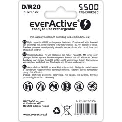 Akkumulatorer everActive R20/D Ni-MH 5500 mAh ready to use