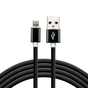 everActive USB Lightning-kabel 1m - Sort, silikone, understttelse af hurtig opladning, 2,4A - CBS-1IB