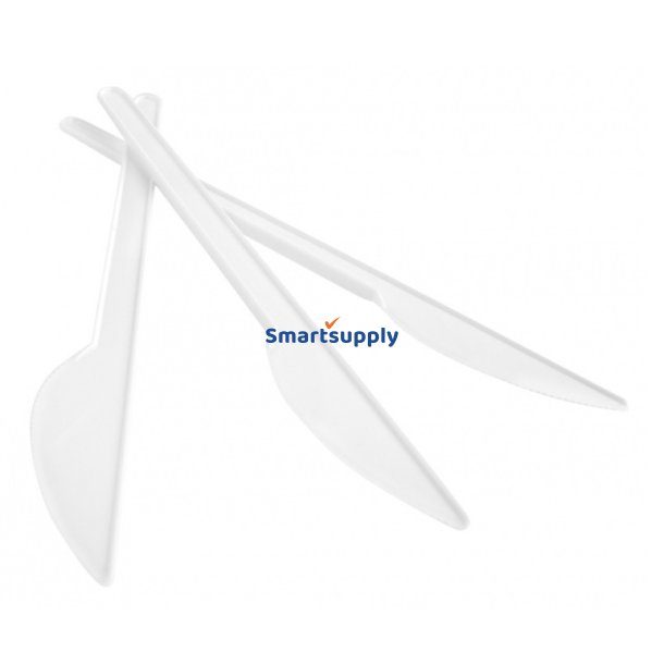 100 stk Plastik Knive genanvendelige 17 cm hvid