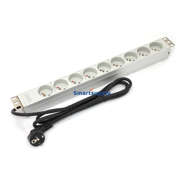 1U aluminium PDU rackmonteret bord 16A 9x stik