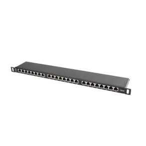 Patch Panel 24 Port 0.5U Cat.6 sort skjold