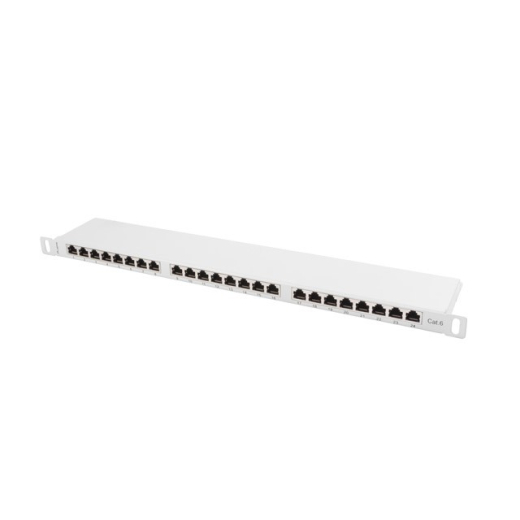 Patch Panel 24 Port 0.5U Cat.6 gr� skjold