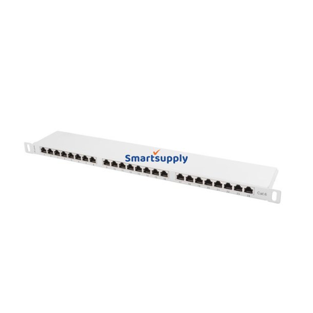 Patch Panel 24 Port 0.5U Cat.6 gr� skjold