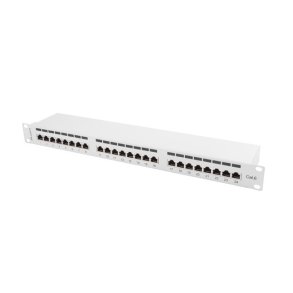 Patch Panel 24 Port 1U Cat.6 gr� sk�rm