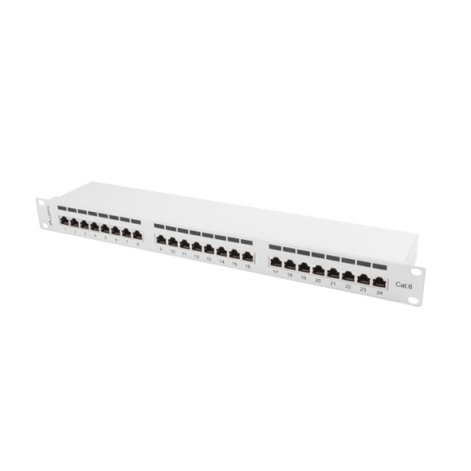 Patch Panel 24 Port 1U Cat.6 gr� sk�rm
