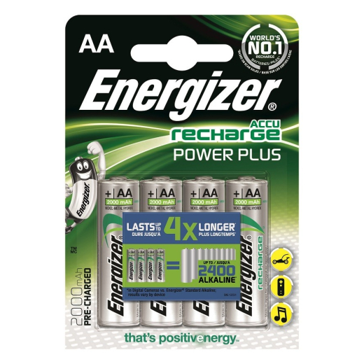 Recharge Power Plus AA Batterier AA HR6 /2000mAh /4 stk
