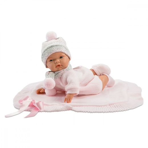 Babydukke med lyd, gr�der og siger mama, papa