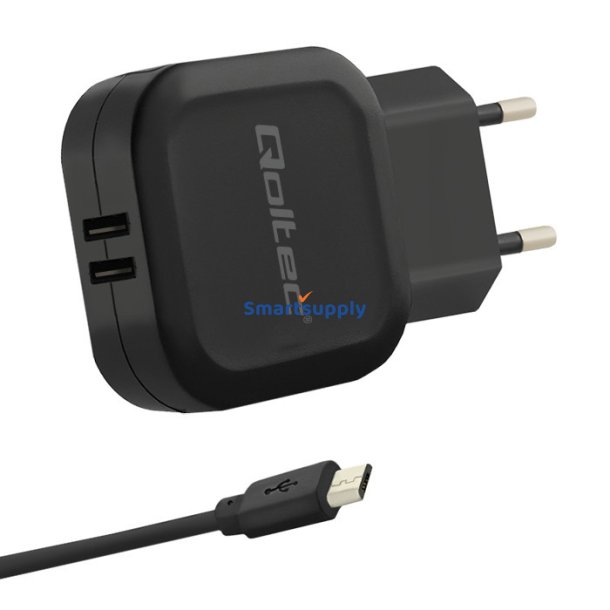 Netv�rksoplader 17W | 5V | 3.4A | 2xUSB + Micro USB-kabel