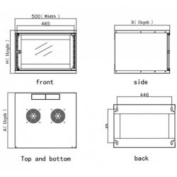 ECO h�ngeskab 19cali 6U/320mm samlet, glasd�r, gr�