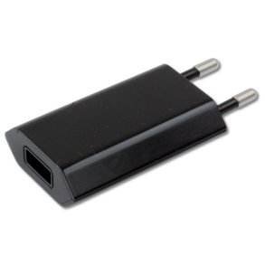 Slim USB-oplader 230V - 5V/1A sort