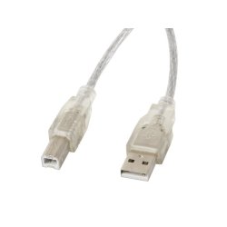 Kabel USB 2.0 AM-BM 3M Ferryt transparent