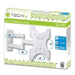 V�gbeslag til TV LCD/LED/PDP dobbeltarm 19-37'' 25 kg VESA hvid