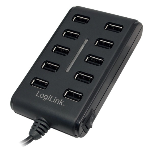 10-Ports Hub USB2.0 med t�nd / sluk knap