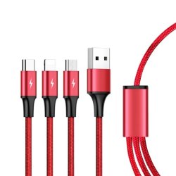 Ladeledning 3-i-1 USB - USB-C/microUSB/Lightning, 1,2m; C4049RD