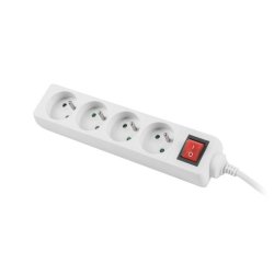 Forl�ngerledning 1,5m, hvid, 4 stik, med kontakt, kabel lavet af solid kobber