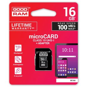 MicroSDHC kort 16GB CL10 + adapter