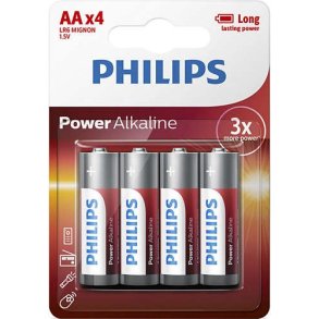 Batterier Power Alkaline AA 4stk blister