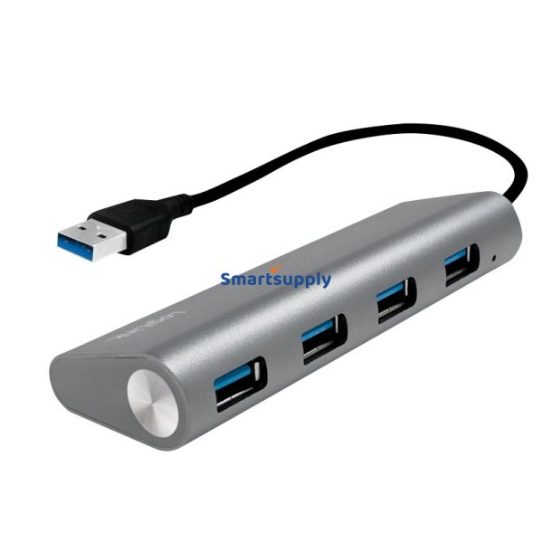 USB 3.0 hub, 4-ports med aluminium kabinet