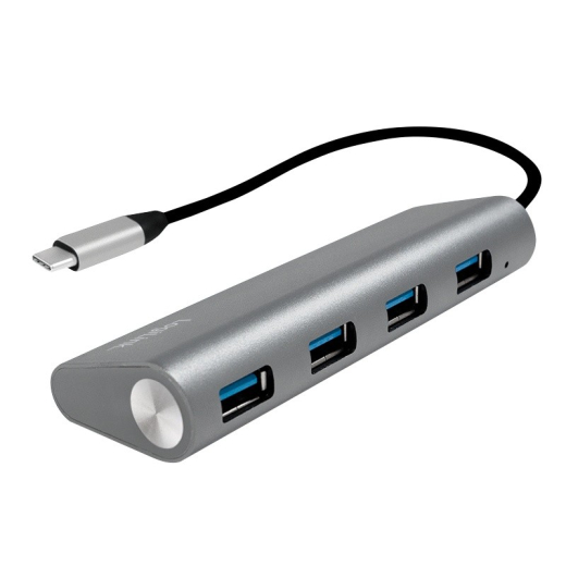 Hub 4-port USB-C 3.1 med aluminiumskabinet