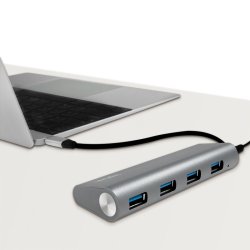 Hub 4-port USB-C 3.1 med aluminiumskabinet