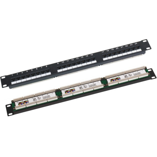 Patchpanel UTP cat.6 19-tommer 1U 24xRJ45 LSA