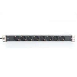 Str�mfordeler PDU 19 tommer, 1U, 8 stik, str�m: 16A, 4000W, aluminium, 2m