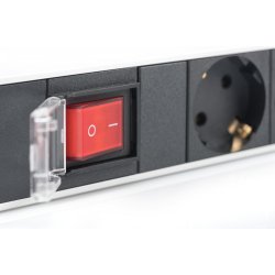 Str�mfordeler PDU 19 tommer, 1U, 7 stik, str�m: 16A, 4000W, aluminium, kontakt, 2m