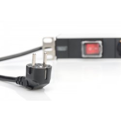 Str�mfordeler PDU 19 tommer, 1U, 7 stik, str�m: 16A, 4000W, aluminium, kontakt, 2m