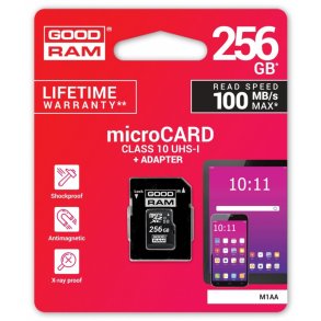 microSD-kort 256GB CL10 UHS I + adapter