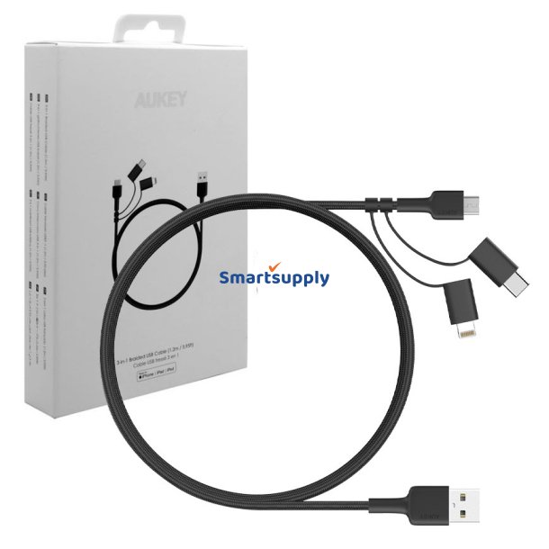 CB-BAL5 3i1 hurtig flettet Quick Charge micro USB | USB C | Lightning | 1.2m