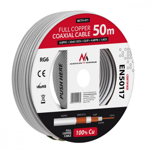 Antenna Coaxial Kabel RG6 50m MCTV-471