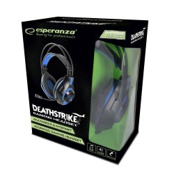 Gaming headset med mikrofon deathstrike blue