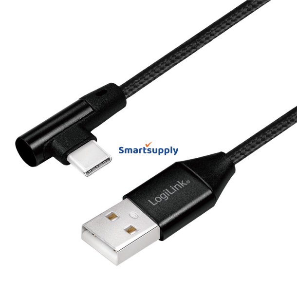USB2.0 kabel USB-A han til USB-C 90 graders han