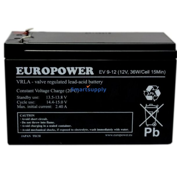 AUKUMULATOR EUROPOWER EV 12V 9Ah