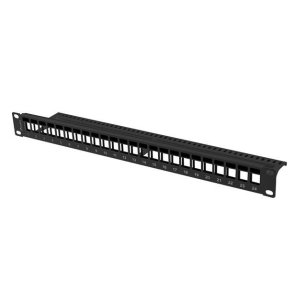 Patch Panel 24 porte 1U 19 tommer blank sort til keystone-moduler