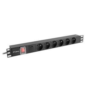 Str�mskinne PDU rack 19 tommer 1U 16A 6X 230V PL 2m sort