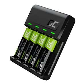 VitalCharger oplader 4x Batterier AA 2000mAh