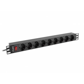 Rack PDU 1U 9xSchuko PDU-09F-0300-BK 16A 9xSchuko 3m sort