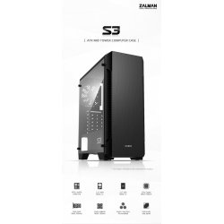 PC kabinet S3 TG ATX Mid Tower PC kabinet TG bl�ser x3