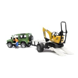 Bruder Land Rover med trailer og mini gravemaskine