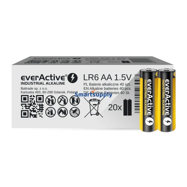 BATTERIER LR6/AA INDUSTRIEL ALKALINE 40 STK