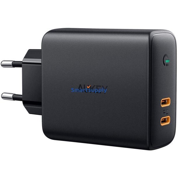 AUKEY PA-D5 hurtig W all oplader 2xUSB C 63W