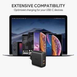 AUKEY PA-D5 hurtig W all oplader 2xUSB C 63W