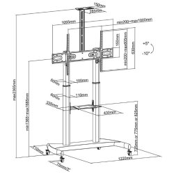 Monitor gulvstander PLASMA-M1950E 60-100CALE 200X200-1000X600 100KG h:134-166cm